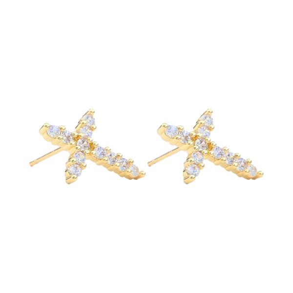 CZ CROSS BRASS EARRING