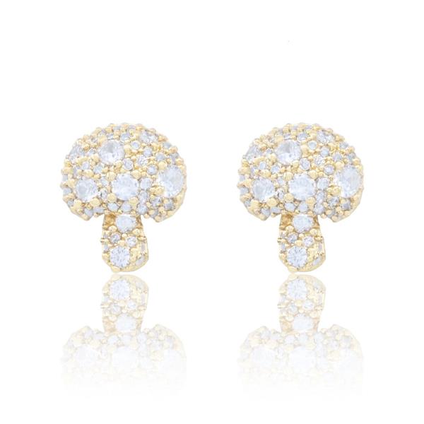 Mushroom Paved CZ Stud Earring