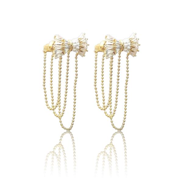 Ribbon CZ String Post Earring