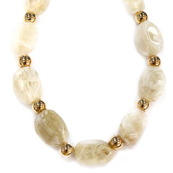 Oval Resin Bead Ball Accent Necklace