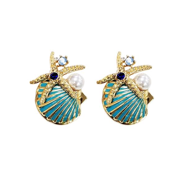 Starfish Seashell Post Earring