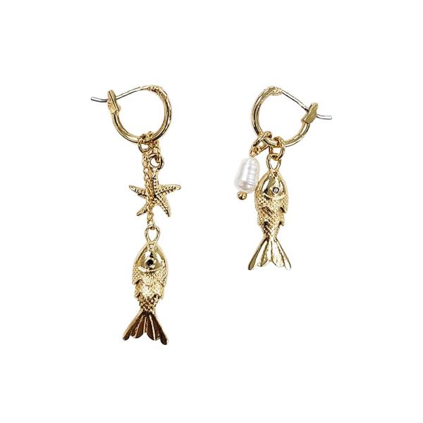 Fish Starfish Mismatch Earring