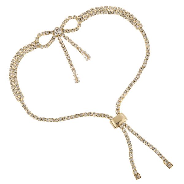 CZ Rhinestone Bow Slide Adjustable Bracelet
