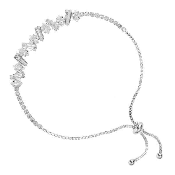 CZ RHINESTONE BAGUETTE SLIDER ADJUSTABLE BRACELET