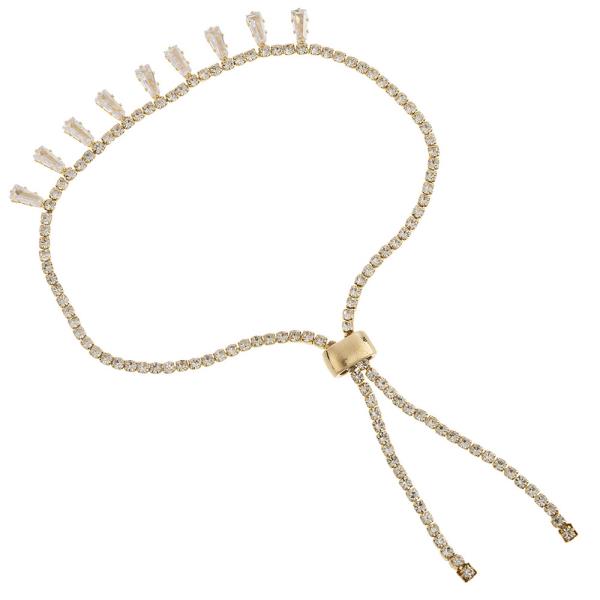 CZ Rhinestone Trapezoid Slide Adjustable Bracelet