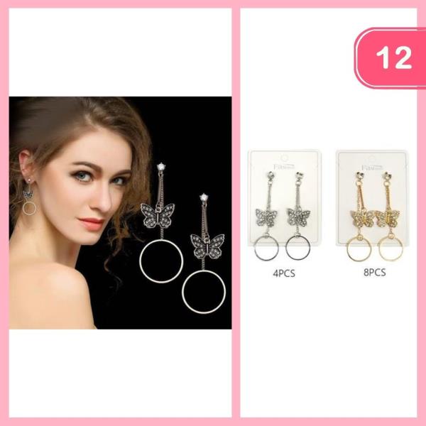 Rhinestone Butterfly Dangle Earring (12 Units)