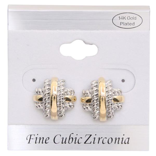 14K Gold Plated Two Tone Earring