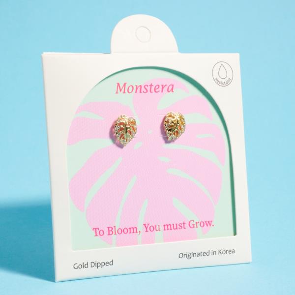 Monstera Gold Dipped 925 Silver Post Earring