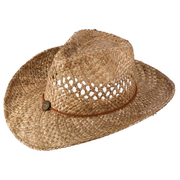 Open Weave Straw Cowboy Sun Hat