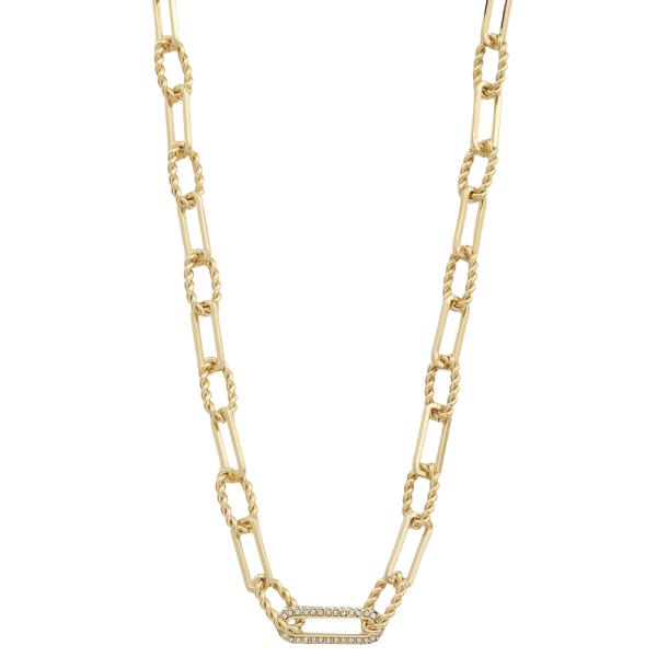 Gold Dipped CZ Chain Rhinestone Link Necklace