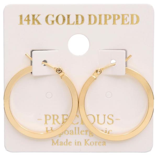 14K GOLD DIPPED FLAT HOOP EARRING