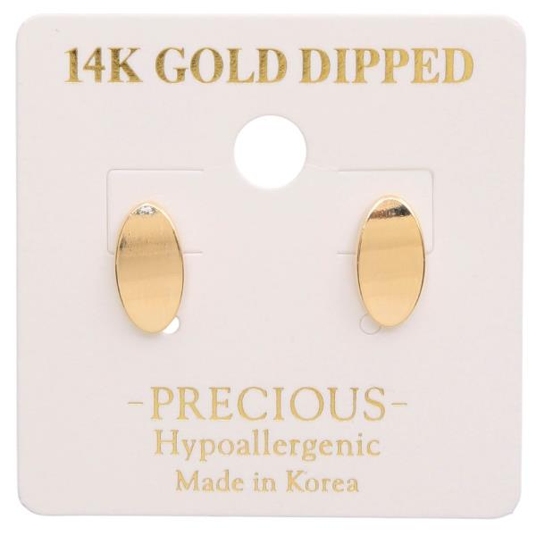 14K Gold Dipped Oval Metal Earring