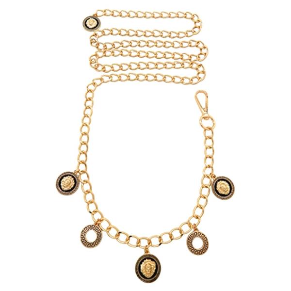 LION FACE CHARM DANGLING CHAIN BELT