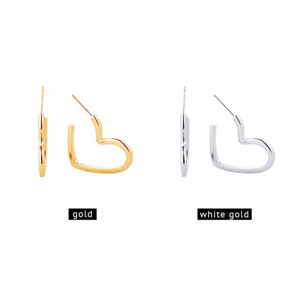 14K GOLD WHITE GOLD DIPPED HEART SHAPE POST EARRING