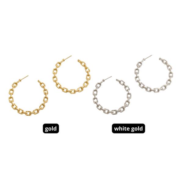 14K GOLD DIPPED CHAIN LINK POST HOOP EARRING