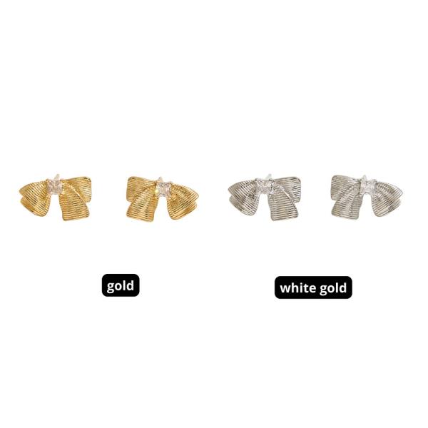 14K Gold Dipped Bow Stud CZ Post Earring