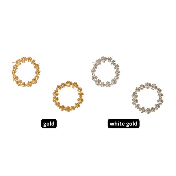 14K Gold Dipped Floral Circle Post Hoop Earring