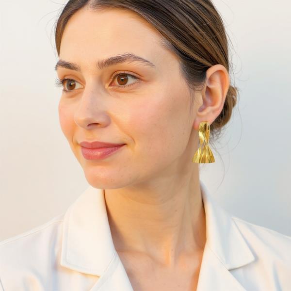 14K Gold Dipped Twisted Sculptural Post Earring
