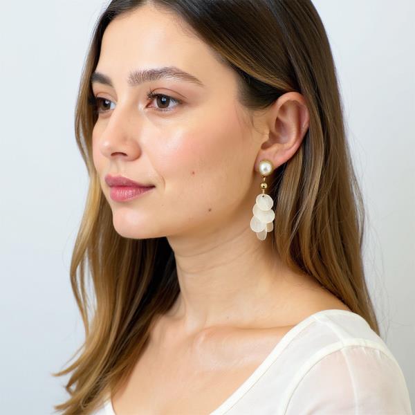 14K Gold Dipped Mother of Pearl Disc Drop Earring