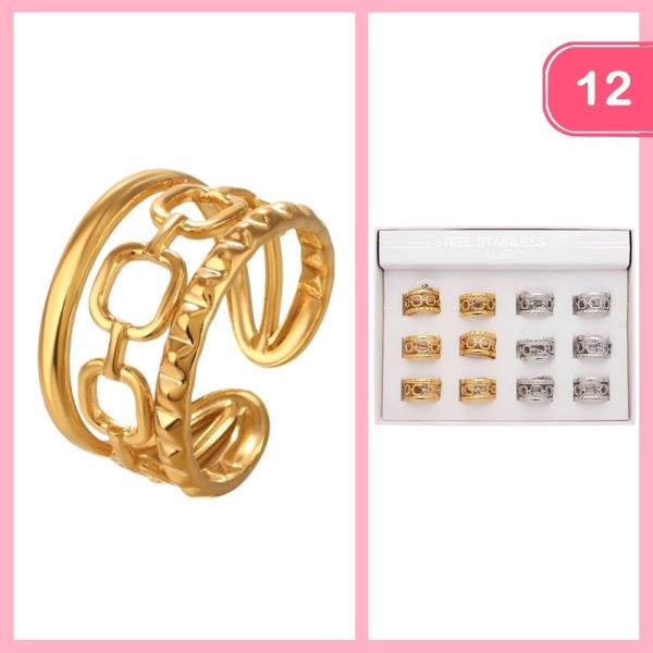 Stainless Steel Open Ring (12 Units)