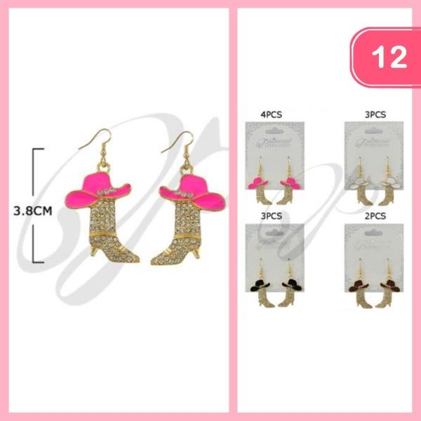 Rhinestone Boot and Hat Earrings (12 Units)