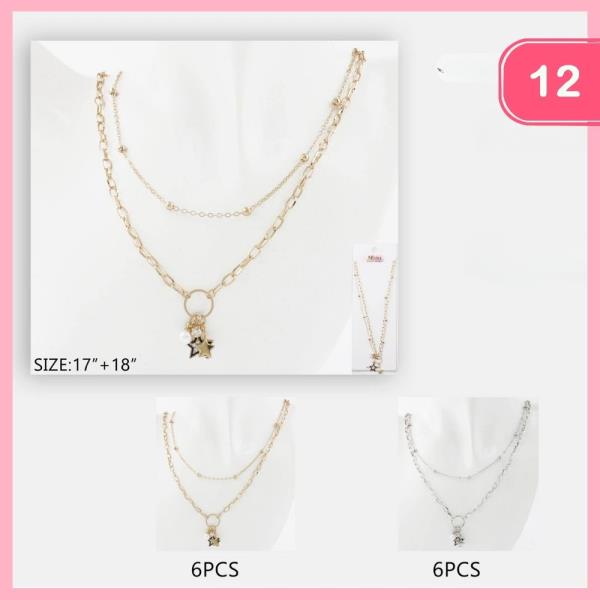 Layered Star Pendant Necklace (12 Units)