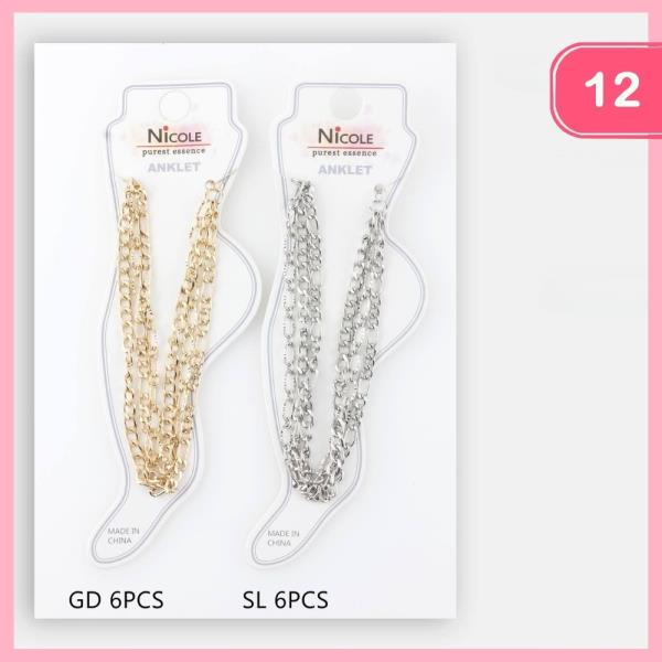 Layered Chain Style Anklet (12 Units)