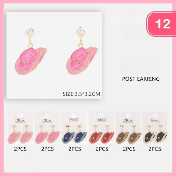 Western Hat Dangle Earring (12 Units)