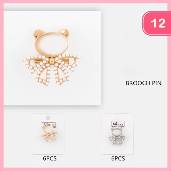 Teddy Bear Pearl Brooch (12 Units)