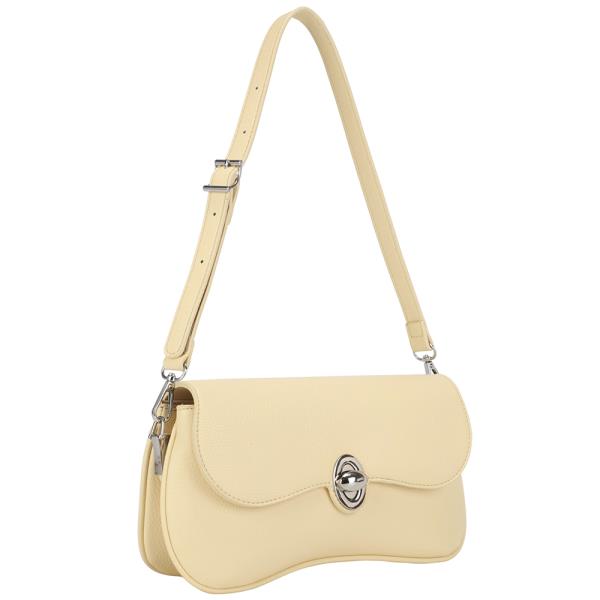 Twist Lock Textured Shoulder Bag