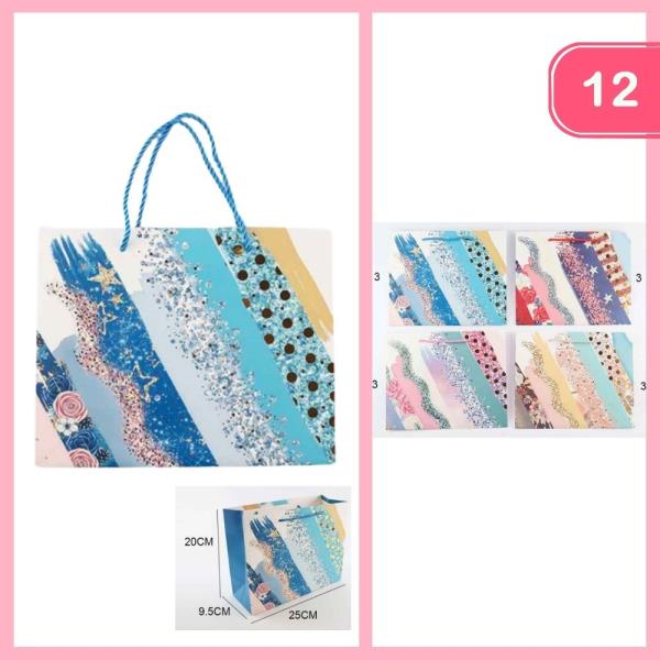Flower Polka Dot Paper Gift Bag (12 Units)