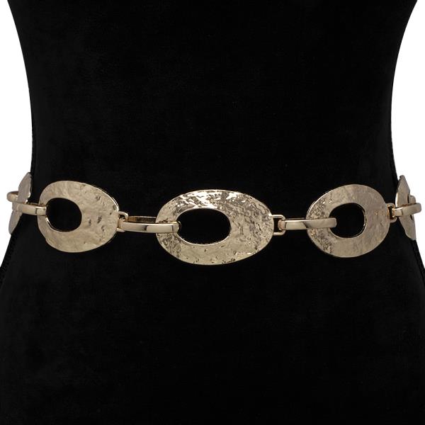 OPEN OVAL HAMMERED METAL HOOK BELT