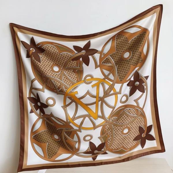 FLOWER SILKY BANDANA SQUARE NECK SCARF