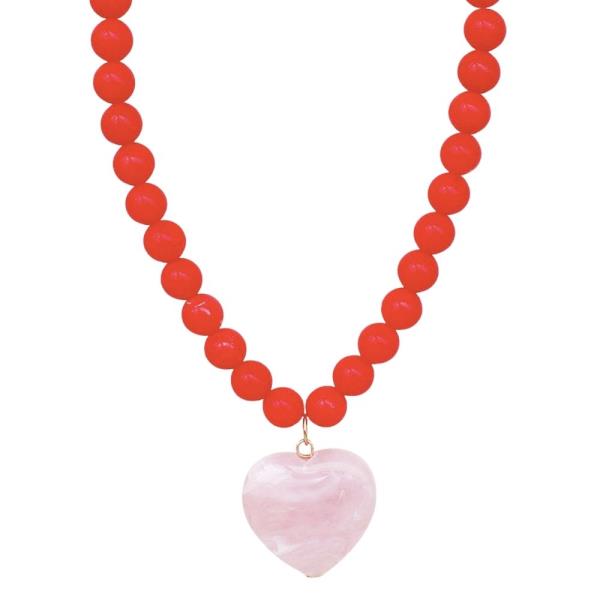 BEADED HEART PENDANT NECKLACE