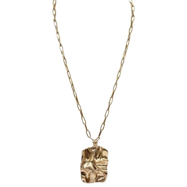 Chain Hammered Pendant Necklace