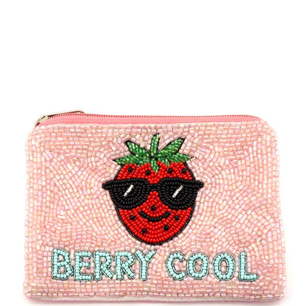 Seed Bead Strawberry Sunglasses Coin Purse Bag