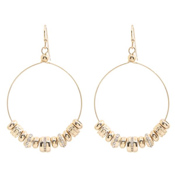 MIX BEADED METAL HOOP EARRING