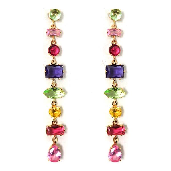 Multi Shape Rhinestone Drop Earring