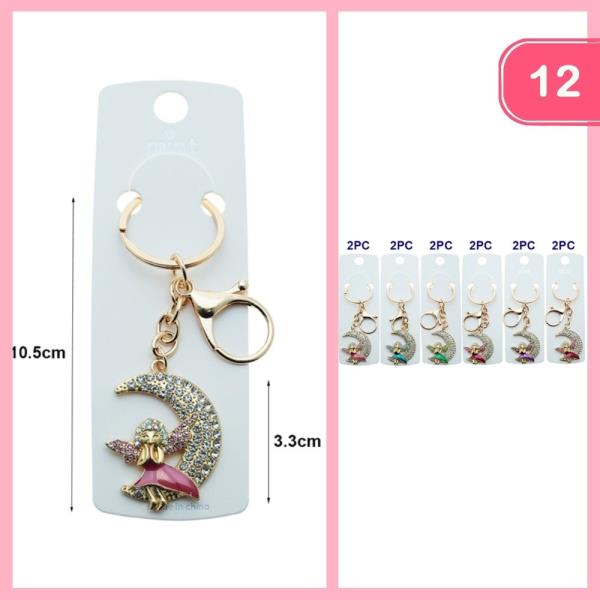 Rhinestone Fairy Moon Keychain (12 Units)