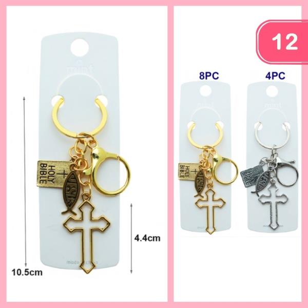Holy Bible Book Fish Cross Keychain (12 Units)