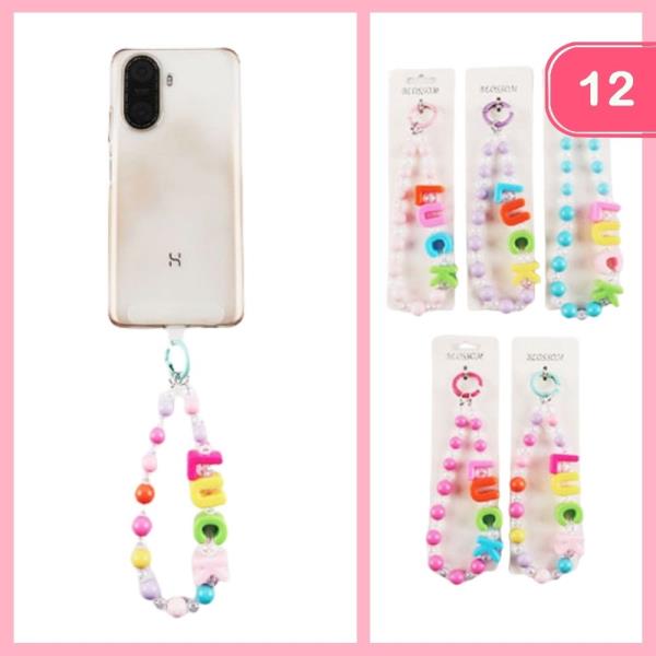 Beaded "Luck" Phone Wrist Holder (12 Units)