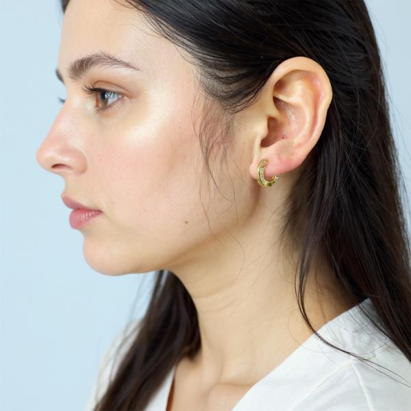 Plating 14K Gold White Gold Dipped CZ Earring