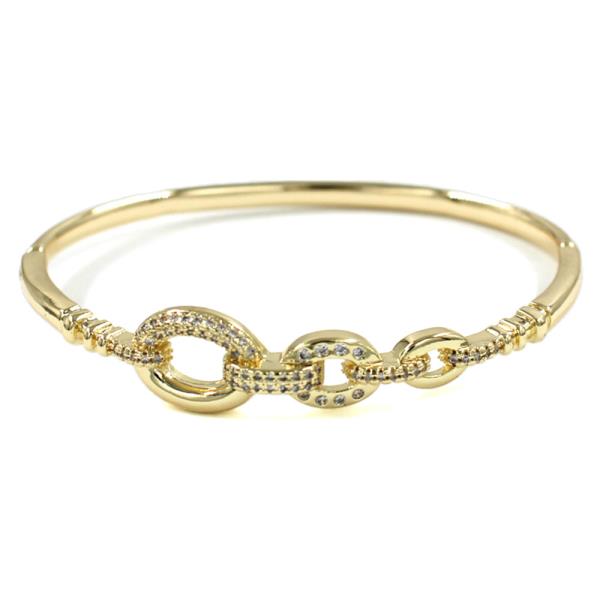 Rhinestone Pave Oval Link Hinged Bangle Bracelet