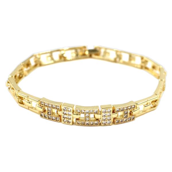 Rhinestone Rectangle Link Fold Over Clasp Bracelet