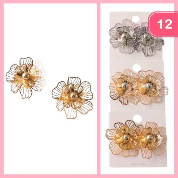 Stripe Carnation Bead Filigree Earring (12 Units)