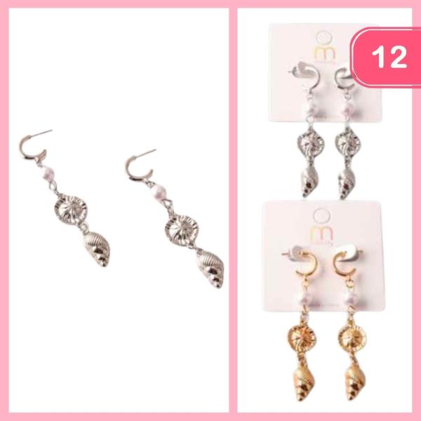 Mix Shell Drop Huggie Earring