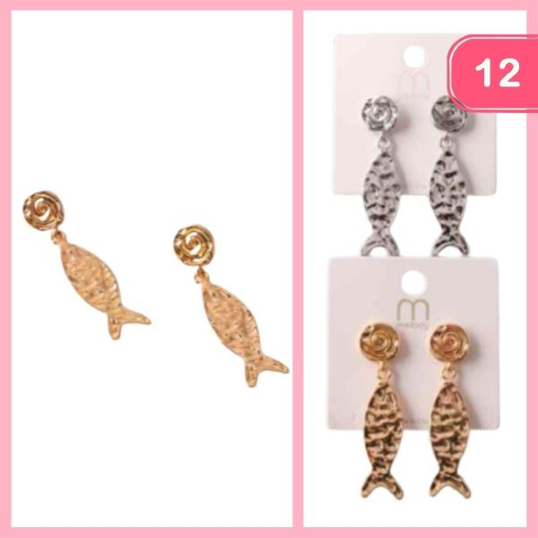 Hammered Sardine Swirl Drop Earrings (12 Units)
