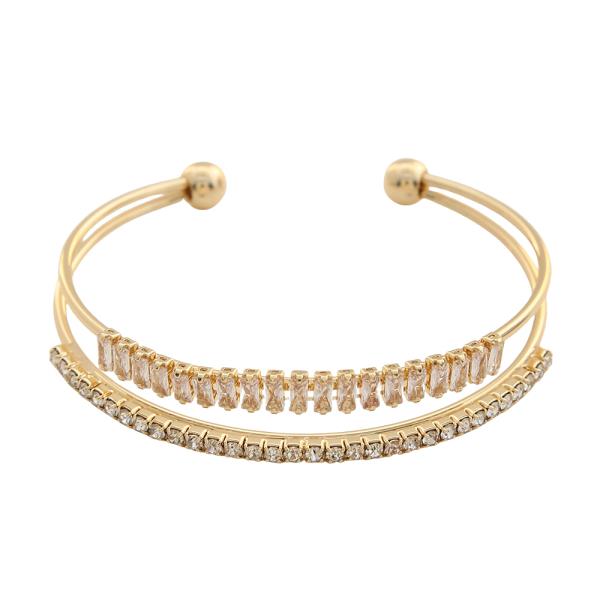 SODAJO Layer Rhinestone Cuff Gold Dipped Bracelet