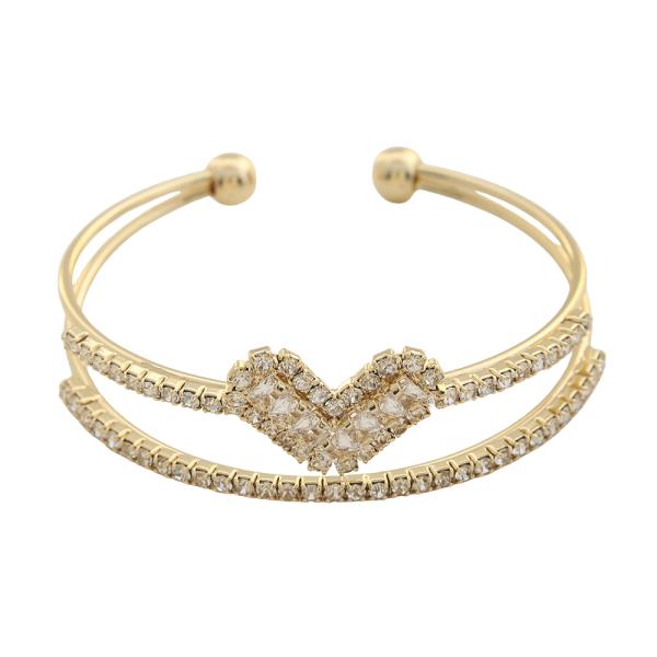 SODAJO Rhinestone Heart Cuff Gold Dipped Bracelet