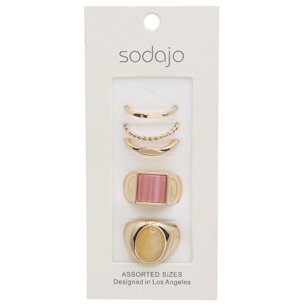 SODAJO Assorted Metal Stone Ring Set